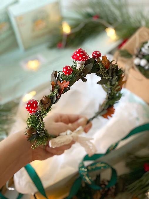 Darčekový box "čarovný les" - venček, náušnice, set vláseniek