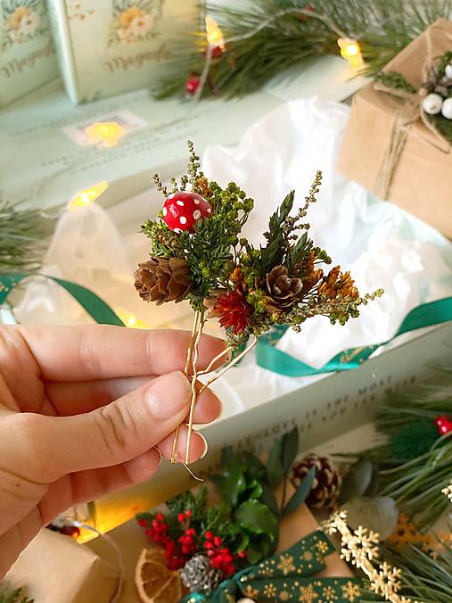 Darčekový box "čarovný les" - venček, náušnice, set vláseniek