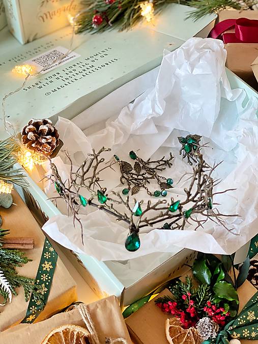 Darčekový box "elfské tajomstvá " - tiara, náušnice a prstienok