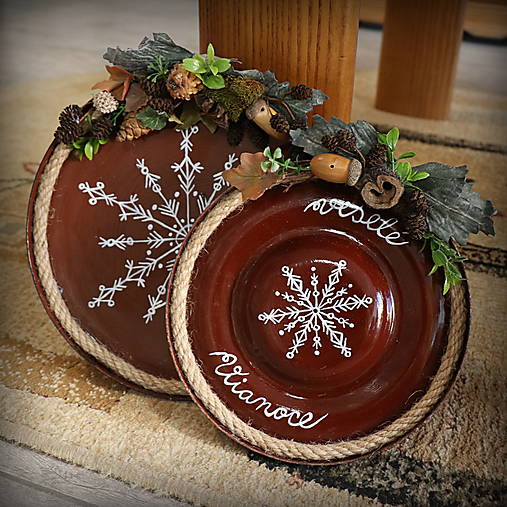 Upcyklovaná ručne maľovaná vianočná pokrievka