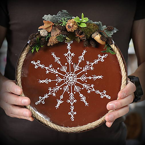 Upcyklovaná ručne maľovaná vianočná pokrievka