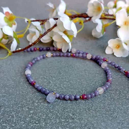 Náhrdelníky - Ametyst, rubín choker - 17972720_