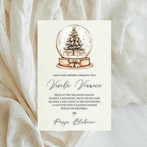 Papiernictvo - Vianočný personalizovaný pozdrav s obálkou - Snežítko béžové - 17974591_