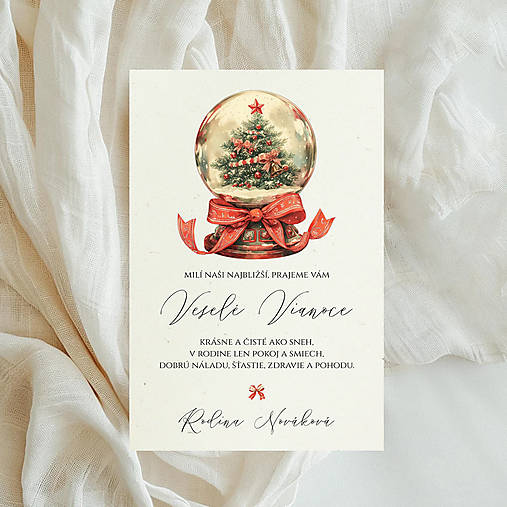 Papiernictvo - Vianočný personalizovaný pozdrav s obálkou - Snežítko červené - 17974640_