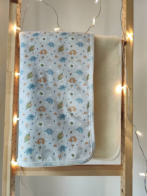 Detský textil - VLNIENKA Ovčie rúno deka 100% MERINO TOP SUPER WASH Natural s kašmírom Sloník - 17974933_