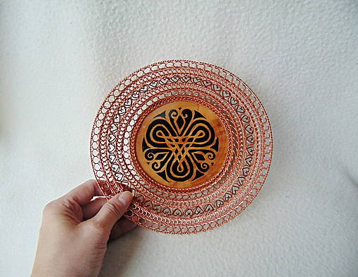 Dekorácie - Drôtená miska s jabloňovým ornamentom - 17973493_