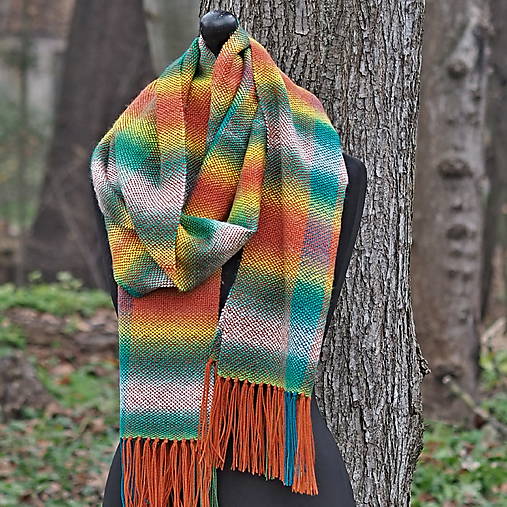 Šály a nákrčníky - RUČNĚ TKANÝ ŠÁL - PLÉD - BARBORA - 17974843_