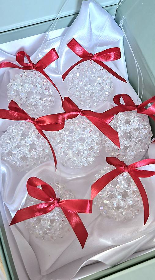 Vianočná krištáľova guľa  (Balenie 5 ks gúľ)