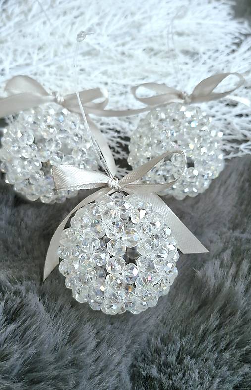 Vianočná krištáľova guľa  (Vianočná guľa biela)