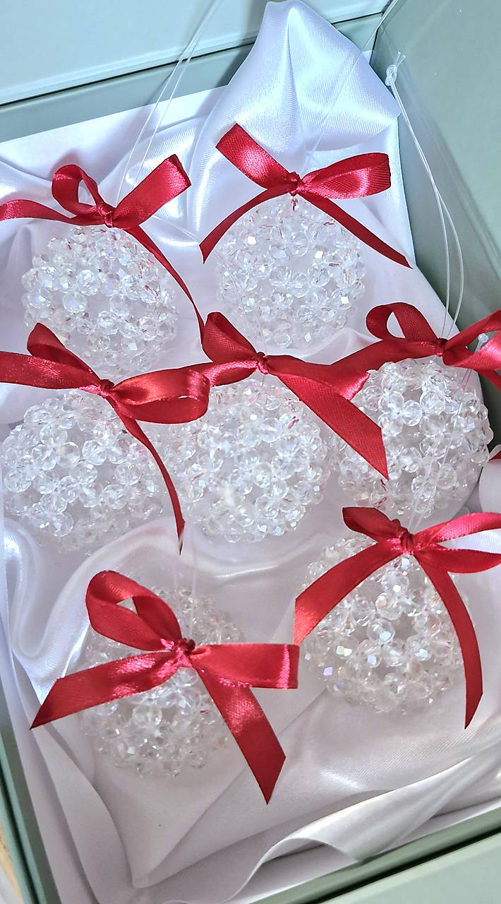 Vianočná krištáľova guľa  (Balenie 5 ks gúľ)