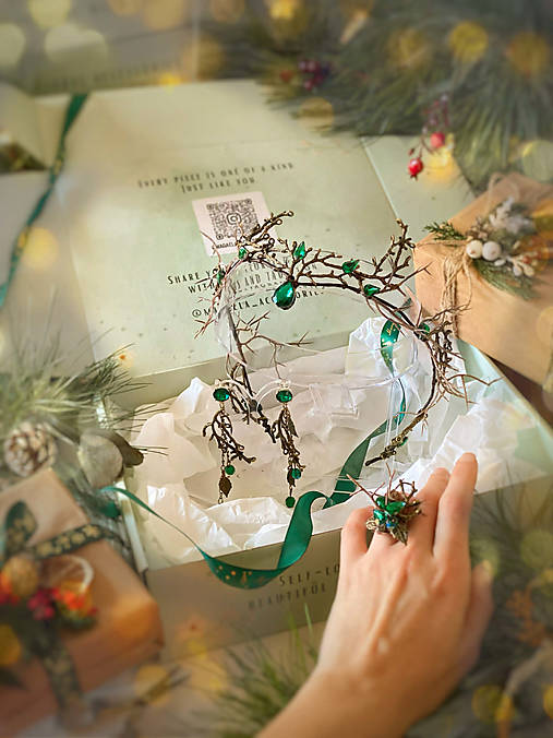 Darčekový box "elfské tajomstvá " - tiara, náušnice a prstienok