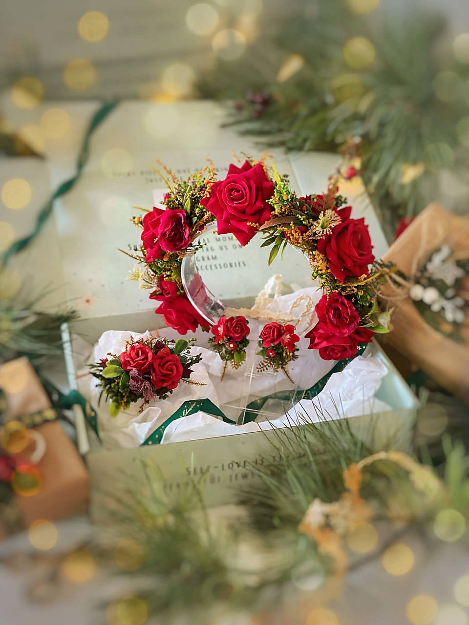 Darčekový box "legenda o vášni" - polvenček, spona do vlasov a náušnice