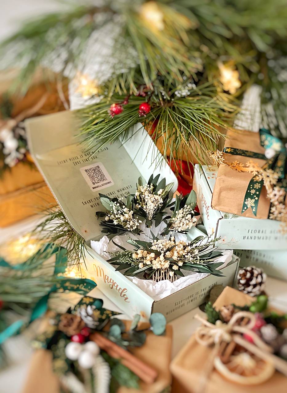 Darčekový box "nadýchnuť sa rána" - hrebienok a set vláseniek