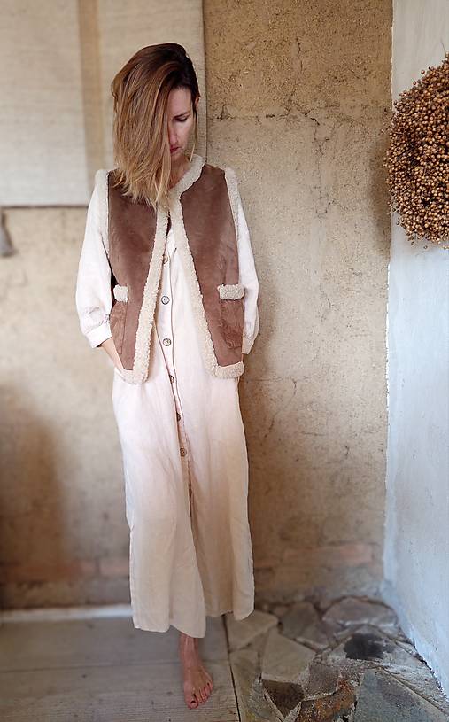 Vesty - vesta "imitácia jelenice" - 17974705_