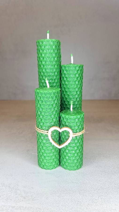 Sviečky - Sada sviečok z vosku (Bledozelená) - 17972103_