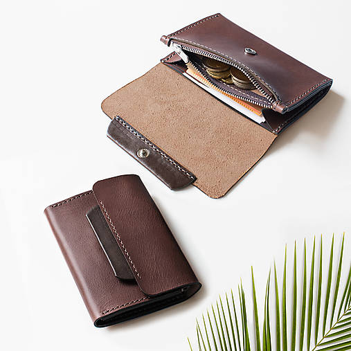 Peňaženky - Midi+Zips | stredná peňaženka so zipsom (Tmavohnedá / 5 slotov) - 17975097_