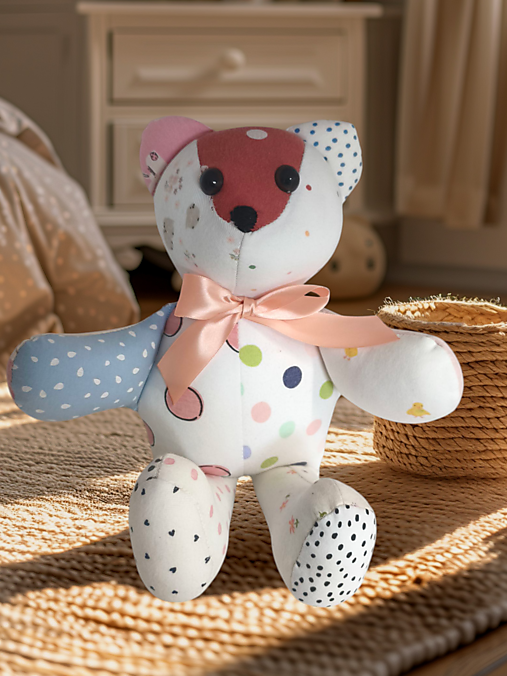 Detský textil - Spomienkový macko z detského oblečenia - 17976248_