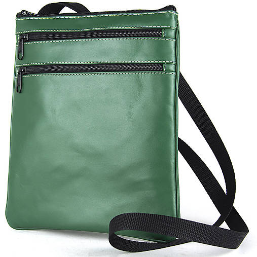 Pánske tašky - Kožená taška cez plece v zelenej farbe - 17976213_