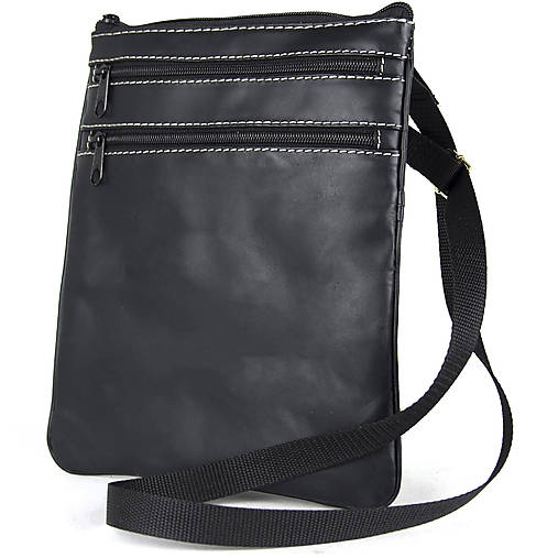 Pánske tašky - Kožená taška cez plece v čiernej farbe - 17976244_