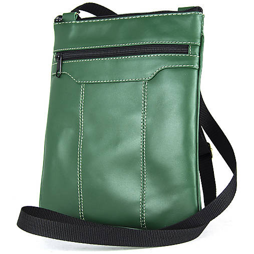 Pánske tašky - Crossbody kožená taška v zelenej farbe - 17976262_