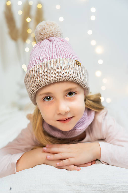 Detské čiapky - Pletený set „Marshmallow“ – čiapka a nákrčník zo 100% merino vlny - 17977798_
