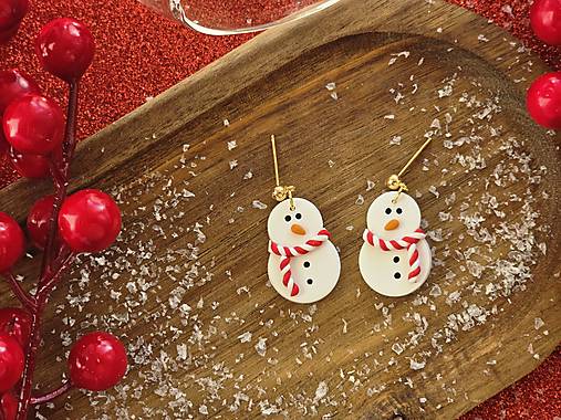 Náušnice - Snehuliaci s cukrovinkovým šálom - 17978212_