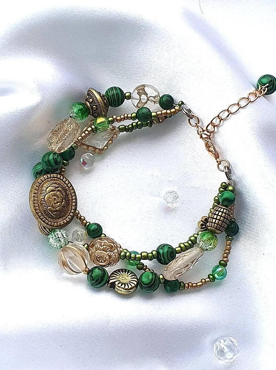 Trio náramok s malachitom