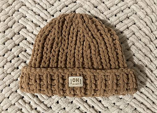 Čiapky, čelenky, klobúky - CHOCOLATE LATTE puffy čiapka - 17978126_