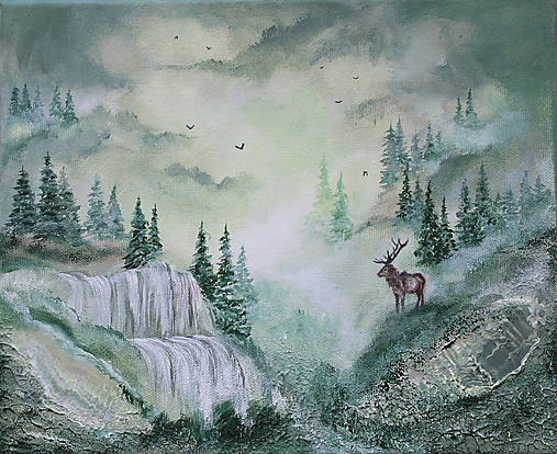 Obrazy - Silent wood, originálna akrylová maľba - 17980443_