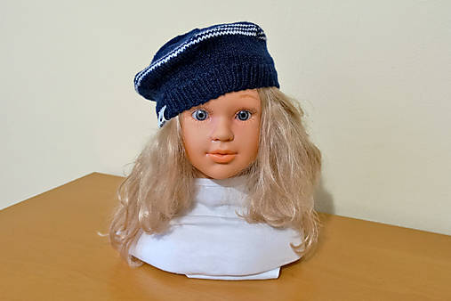 Detské čiapky - Detská baretka tmavomodrá - 17979899_