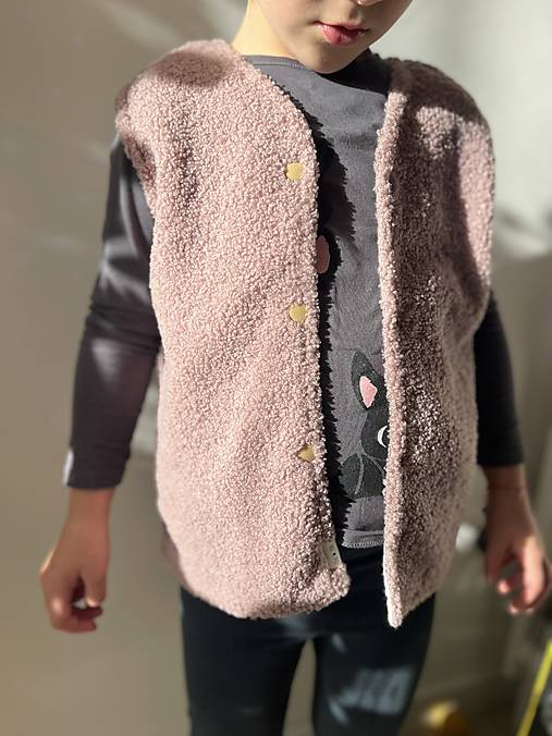 Detský textil - Teddy detská vesta ružová - 17979381_
