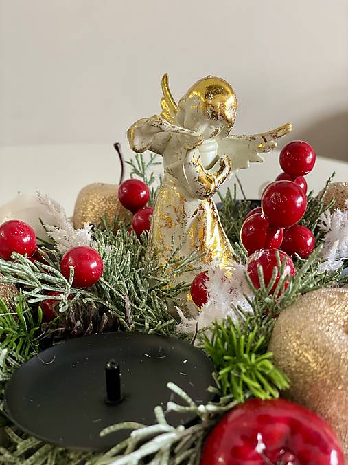 Adventný veniec svietnik 32cm na stôl pre 4 sviečky