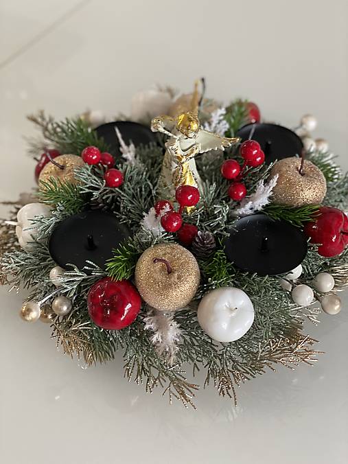 Adventný veniec svietnik 32cm na stôl pre 4 sviečky