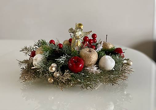 Adventný veniec svietnik 32cm na stôl pre 4 sviečky