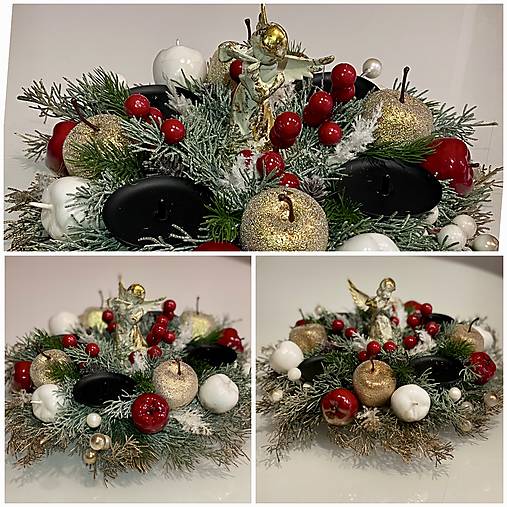 Adventný veniec svietnik 32cm na stôl pre 4 sviečky