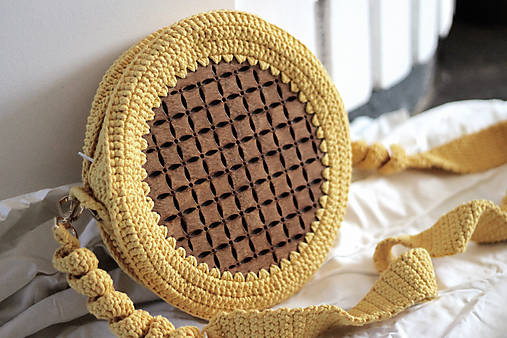 Kabelky - Hačkovano - drevená kabelka (Žltá) - 17983384_