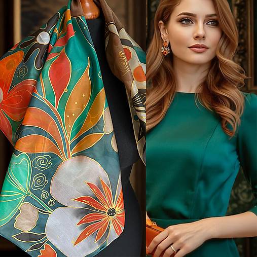 Šatky - Pestrofarebná hodvábna šatka + darčekové balenie… - 17982505_