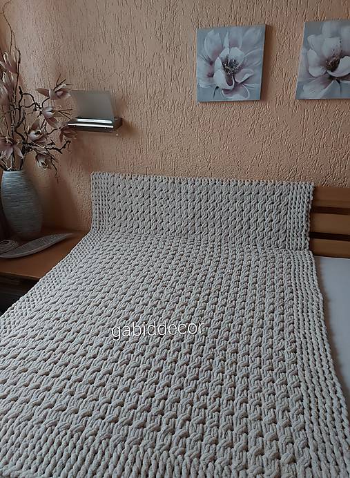 Deka z vlny alize puffy (Objednávka, cca (120 x 160) cm, farba slonová kosť)