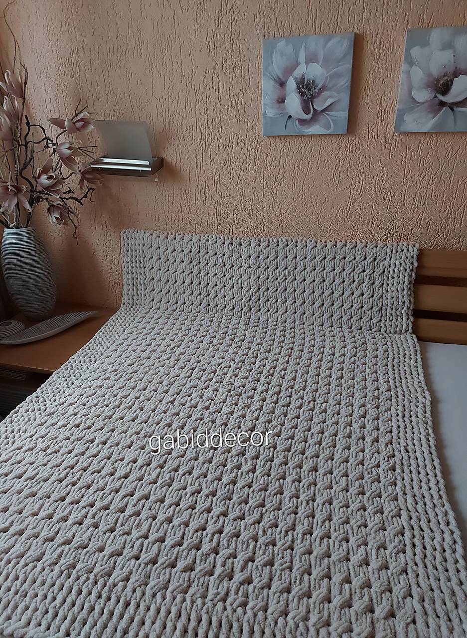 Deka z vlny alize puffy (Objednávka, cca (120 x 160) cm, farba slonová kosť)