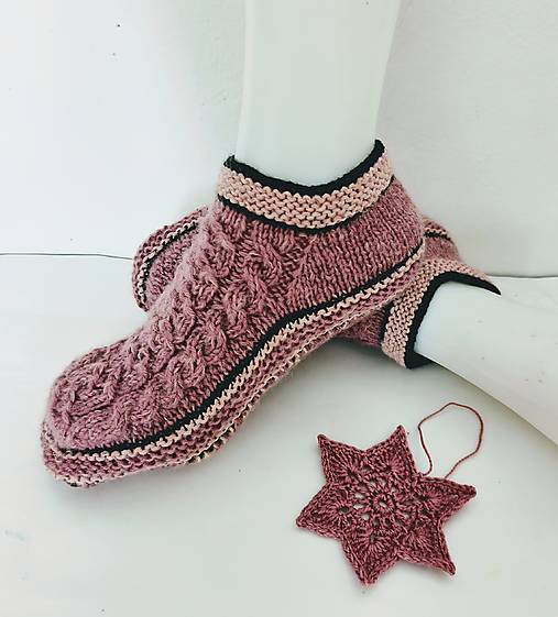 Ponožky, pančuchy, obuv - Dámske papuče merino/mohér 37/40 - 17982387_