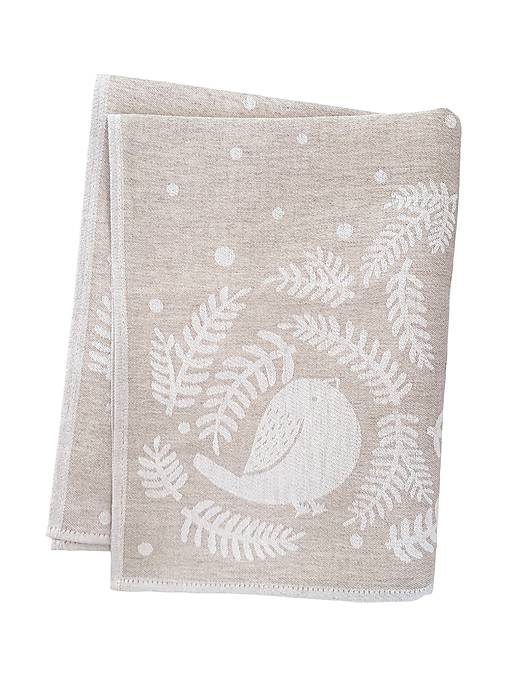 Úžitkový textil - Ľanová kuchynská utierka Vtáčiky (prírodná) - 17983513_