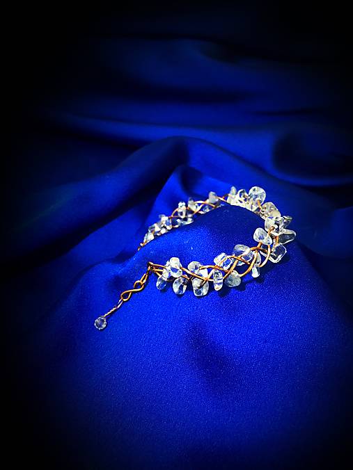 Náramky - medený náramok s krištáľom - 17982360_