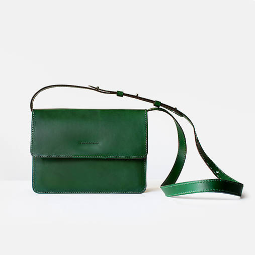 Kabelky - Dámská kožená crossbody kabelka | zelená - 17983589_