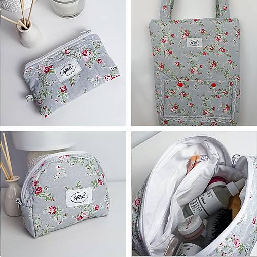 Taštičky - Set handmade taštičiek (Šedá) - 17984647_