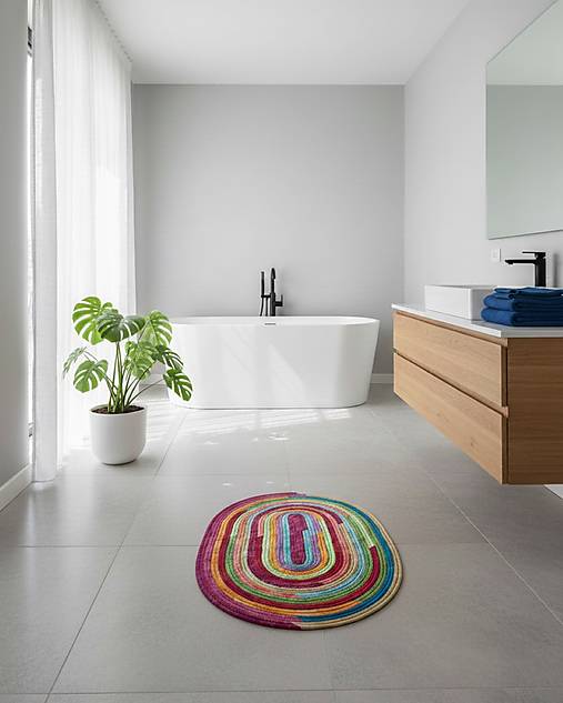 Pestrofarebný oválny koberec