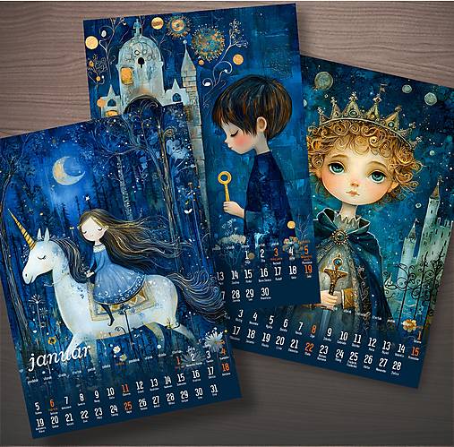 Papiernictvo - "Modré rozprávky"- ilustrovaný kalendár - 17985710_