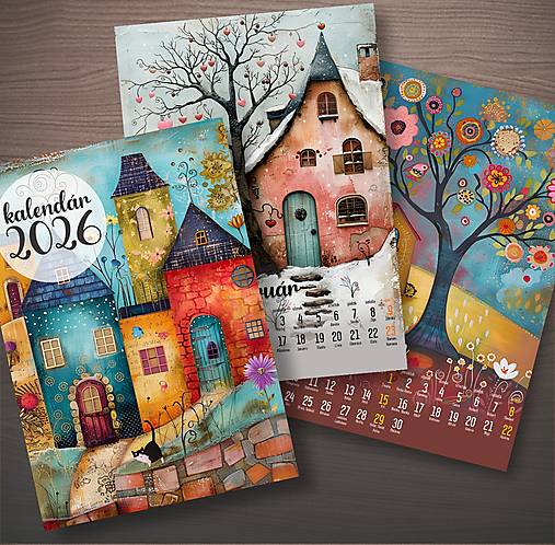 Papiernictvo - "domy"- ilustrovaný kalendár - 17985763_