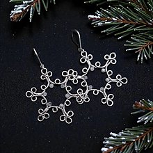 Náušnice - Drôtikované náušnice - snehová vločka s mesačným kameňom - 17986677_