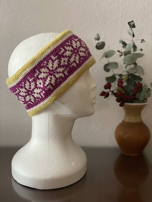 Čiapky, čelenky, klobúky - čelenka so snehovými vločkami - 17986475_