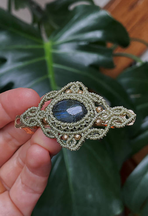 Ozdoby do vlasov - Micro macramé sponka do vlasov - 17988326_
